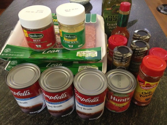 My army of ingredients has been assembled, ready to do battle against vegetable-laden counterfeit chili knockoffs.