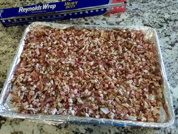 Bacon + cookie sheet + oven = easy peasy